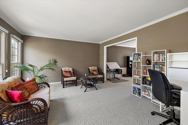 1708 Tremont Rd, Canton, MI 48188 - home office with carpet flooring, ornamental molding, and baseboards