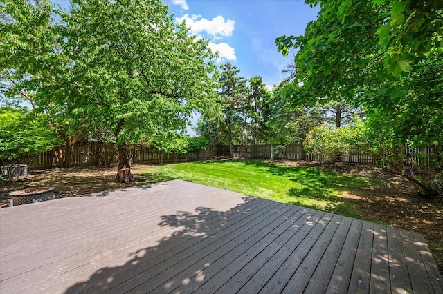 15672 Robert Dr, Macomb, MI 48044 - wooden terrace featuring an outdoor fire pit