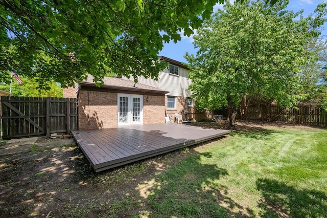 15672 Robert Dr, Macomb, MI 48044 - view of yard featuring french doors and a wooden deck