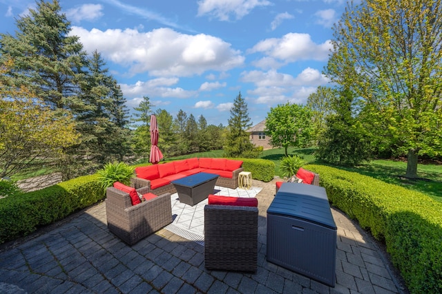 view of patio / terrace with an outdoor living space