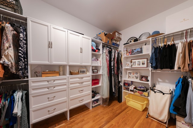 spacious closet featuring light wood-style floors