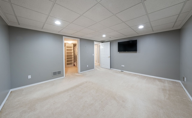 finished basement with carpet floors, recessed lighting, and baseboards