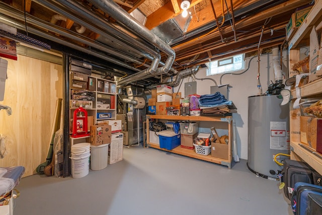 below grade area with gas water heater