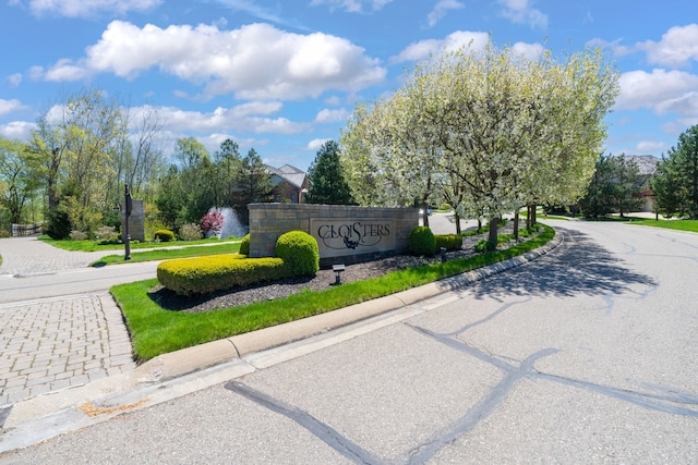 view of community sign