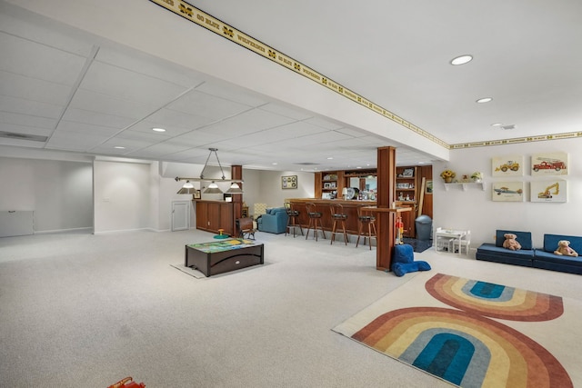 47352 Dove Ct, Shelby Twp, MI 48315 - game room with bar area, recessed lighting, and carpet