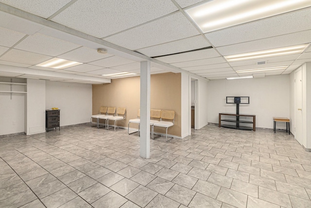 4819 Thorntree Dr, West Bloomfield, MI 48322 - finished basement with a drop ceiling