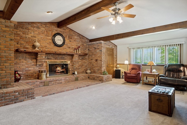 7317 Bircklan Dr, Canton, MI 48187 - carpeted living room featuring a fireplace and a ceiling fan