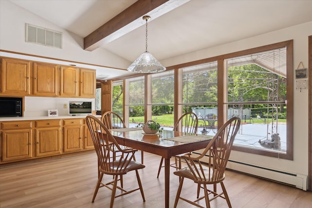 7317 Bircklan Dr, Canton, MI 48187 - dining area with light wood-style flooring and a baseboard heating unit