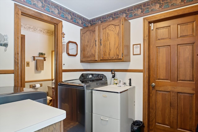 7317 Bircklan Dr, Canton, MI 48187 - laundry room with washer and clothes dryer and cabinet space