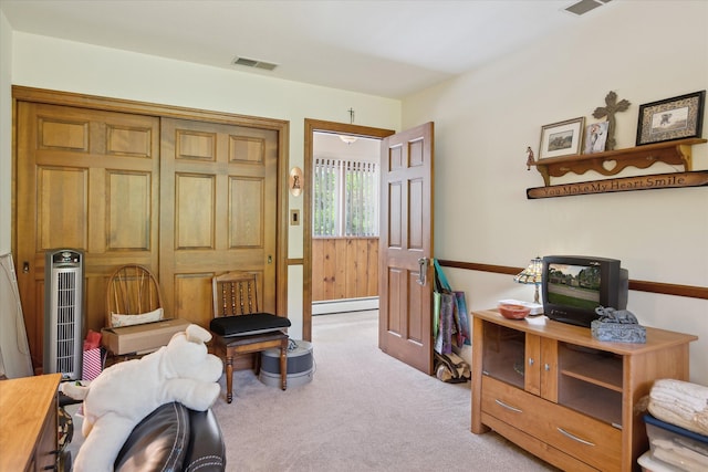 7317 Bircklan Dr, Canton, MI 48187 - carpeted office space with a baseboard heating unit