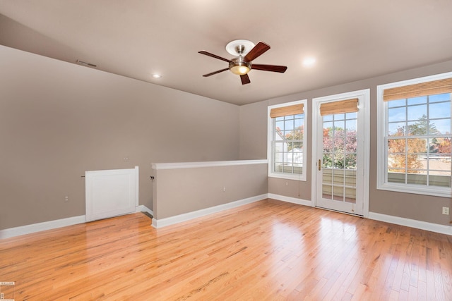 141 Paton Way, Romeo, MI 48065 - spare room with ceiling fan, light wood-style flooring, plenty of natural light, baseboards, and recessed lighting