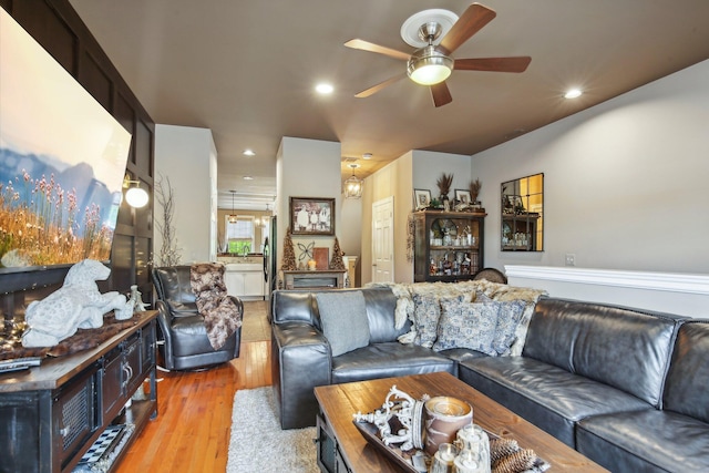 141 Paton Way, Romeo, MI 48065 - living area with ceiling fan, light wood-style floors, and recessed lighting