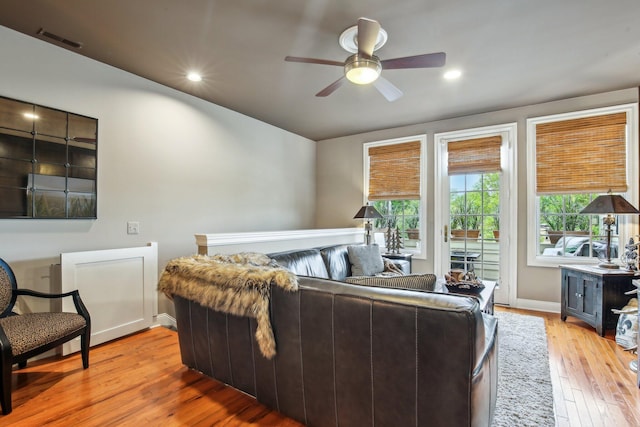 141 Paton Way, Romeo, MI 48065 - living room with a ceiling fan, wood-type flooring, recessed lighting, and baseboards