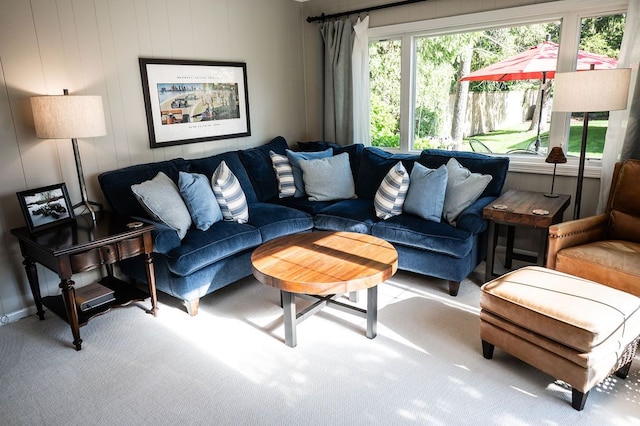 living area with carpet floors