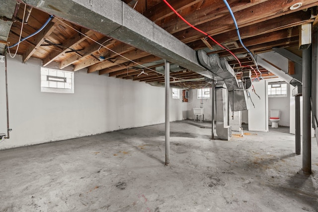below grade area featuring a sink