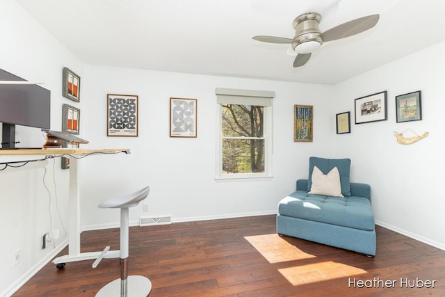 401 Stickney Ridge Rd, Grand Haven, MI 49417 - living area featuring hardwood / wood-style flooring and ceiling fan