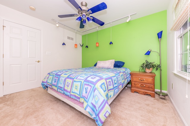 1090 Shetland Dr, South Lyon, MI 48178 - bedroom with track lighting, carpet, and ceiling fan