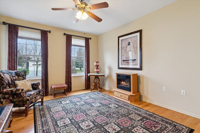 3818 Hillsdale Dr, Auburn Hills, MI 48326 - living area with healthy amount of natural light, a glass covered fireplace, and light wood-style floors