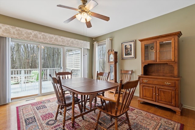 3818 Hillsdale Dr, Auburn Hills, MI 48326 - dining area with a ceiling fan, wood finished floors, and baseboards