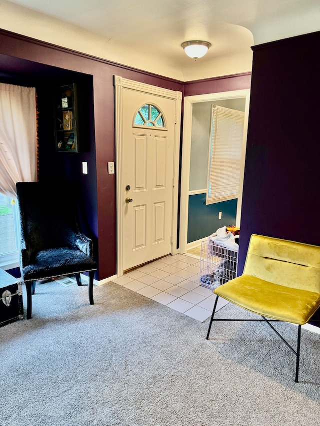 11427 Mercedes, Redford, MI 48239 - foyer featuring light colored carpet, light tile patterned floors, and baseboards
