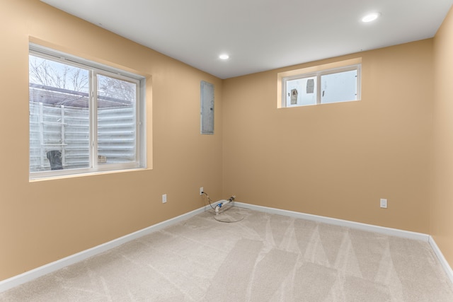 31460 James St, Garden City, MI 48135 - clothes washing area featuring plenty of natural light, baseboards, light carpet, and recessed lighting