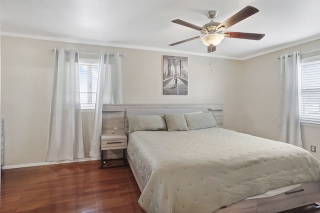 1699 Brentwood Dr, Wixom, MI 48393 - bedroom with wood finished floors, ornamental molding, baseboards, and ceiling fan