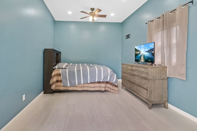 1699 Brentwood Dr, Wixom, MI 48393 - bedroom featuring baseboards, light wood-style floors, recessed lighting, and ceiling fan