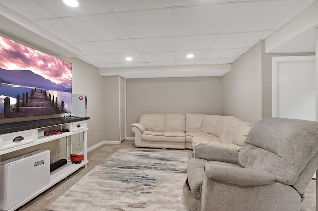 1699 Brentwood Dr, Wixom, MI 48393 - living room featuring recessed lighting, a paneled ceiling, and baseboards
