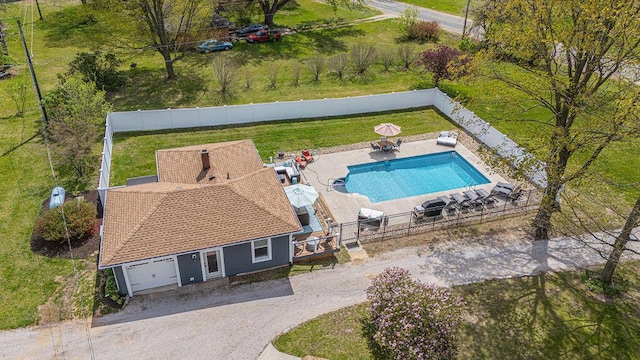 aerial view of a pool area
