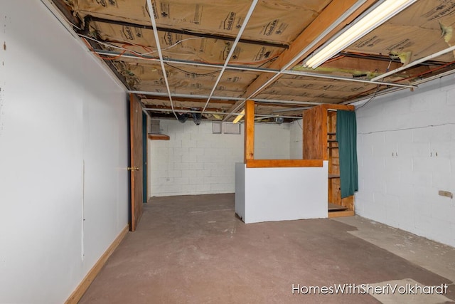 view of unfinished basement