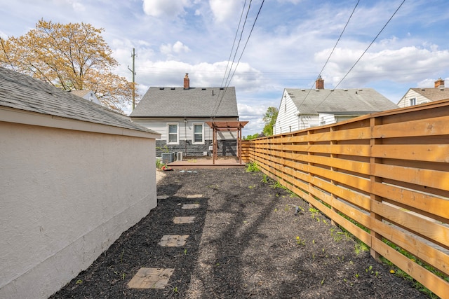 fenced backyard with central AC