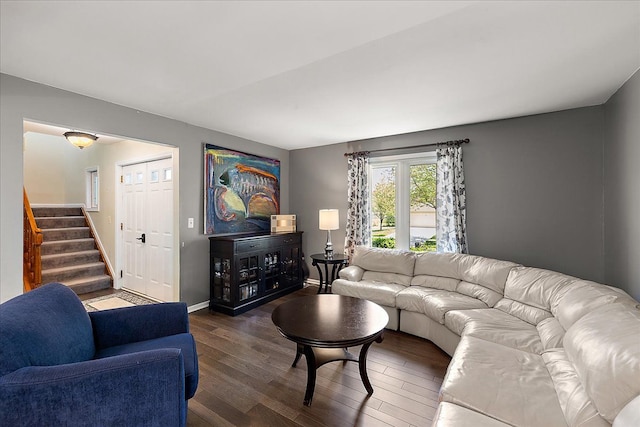 25455 Buckminster Dr, Novi, MI 48375 - living room with wood finished floors, stairs, and baseboards