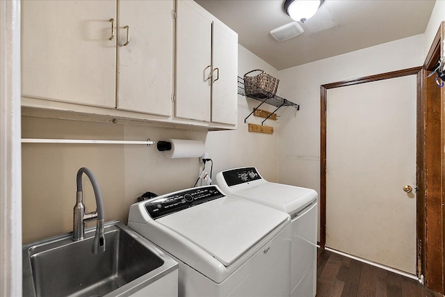 25455 Buckminster Dr, Novi, MI 48375 - washroom featuring cabinet space, separate washer and dryer, and dark wood-type flooring