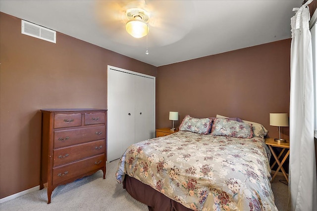 25455 Buckminster Dr, Novi, MI 48375 - bedroom with light carpet, a closet, and ceiling fan