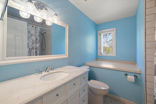 25455 Buckminster Dr, Novi, MI 48375 - full bathroom with toilet, vanity, and a shower with shower curtain