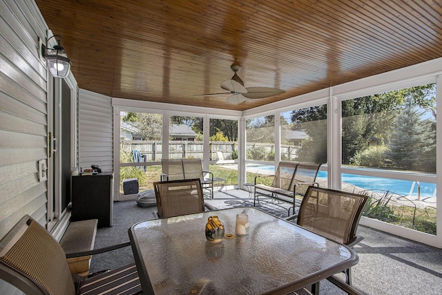 2021 Skyler Dr, Kalamazoo, MI 49008 - sunroom / solarium featuring a ceiling fan and outdoor dining space