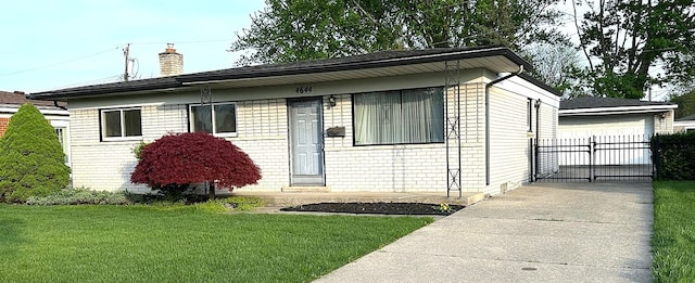 view of front of property featuring a chimney and brick siding