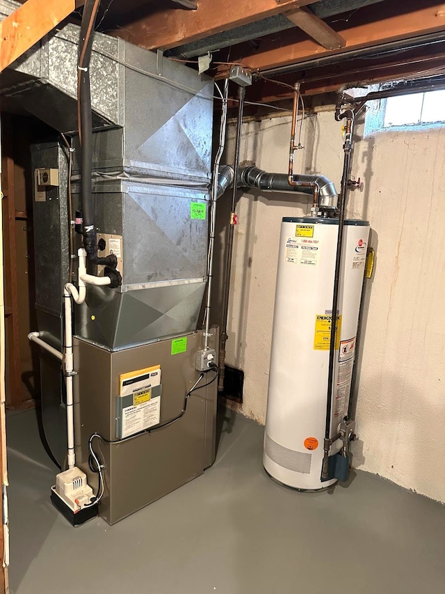 utilities with water heater and heating unit