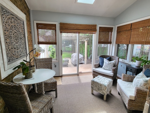 2414 Yale Ave, Royal Oak, MI 48067 - sunroom featuring a skylight and vaulted ceiling