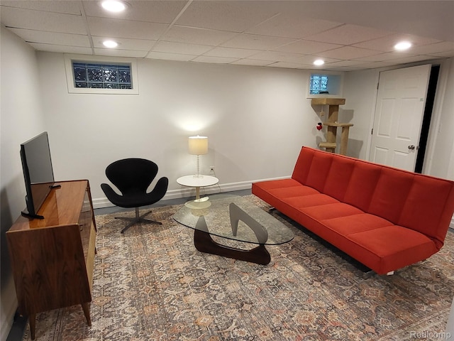 2414 Yale Ave, Royal Oak, MI 48067 - living room featuring a drop ceiling and recessed lighting