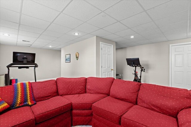 3645 Sandbar Dr, Commerce Twp, MI 48382 - living area with a drop ceiling and recessed lighting