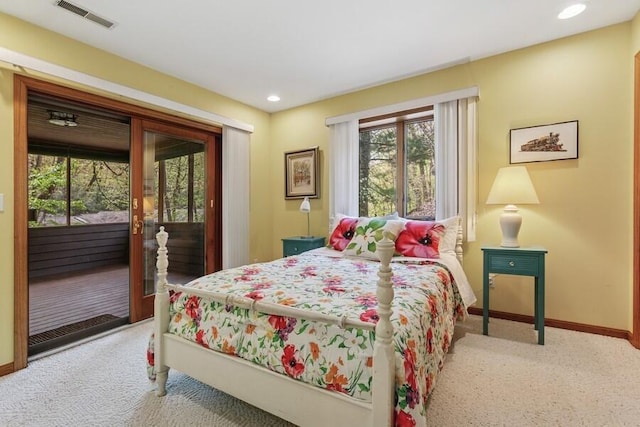 10059 Weko Dr, Bridgman, MI 49106 - carpeted bedroom with access to exterior, multiple windows, baseboards, and recessed lighting