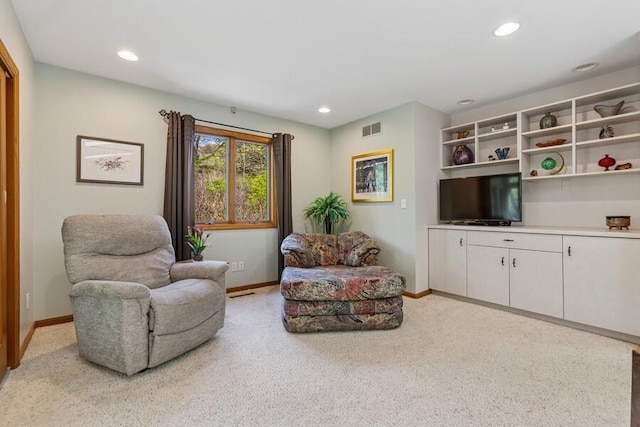 10059 Weko Dr, Bridgman, MI 49106 - living area with light carpet, baseboards, and recessed lighting