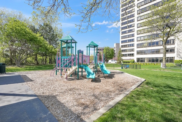 300 Riverfront Dr Unit 300/4C, Detroit, MI 48226 - community jungle gym featuring a lawn and central air condition unit