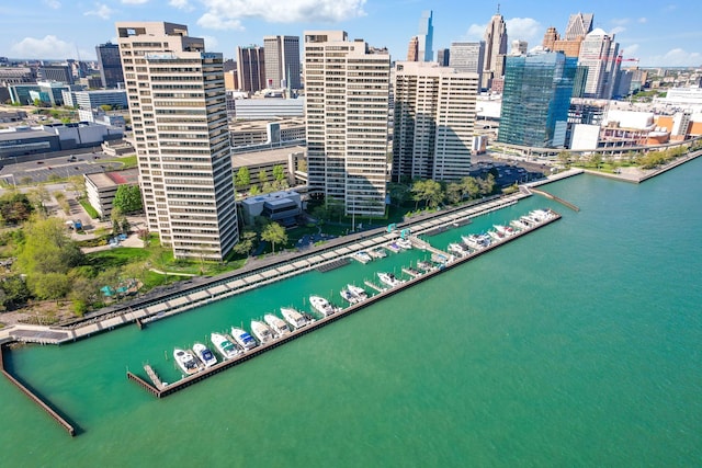 300 Riverfront Dr Unit 300/4C, Detroit, MI 48226 - aerial view of a view of skyline, a large body of water, and a marina