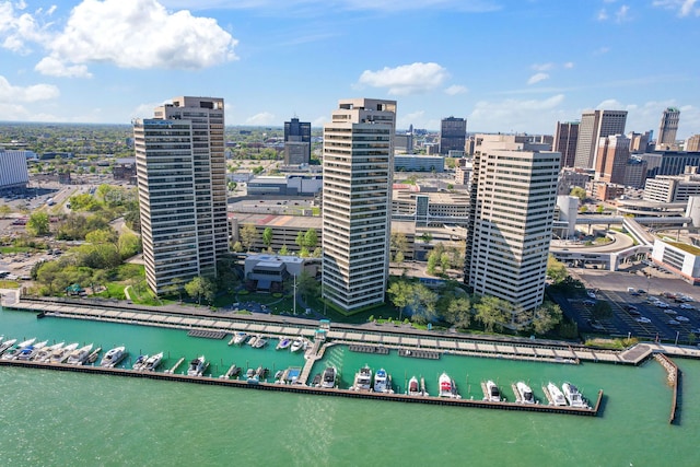 300 Riverfront Dr Unit 300/4C, Detroit, MI 48226 - view of urban area with a nearby body of water and a marina
