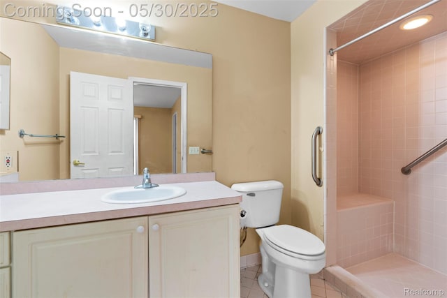 441 Parkview Dr, Detroit, MI 48214 - full bathroom with a shower stall, toilet, vanity, and tile patterned flooring