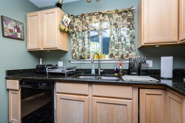 2761 Tomahawk Dr, Waterford, MI 48328 - kitchen featuring dishwasher, light brown cabinetry, and a sink