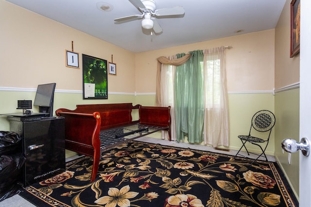 2761 Tomahawk Dr, Waterford, MI 48328 - carpeted home office with ceiling fan and baseboards