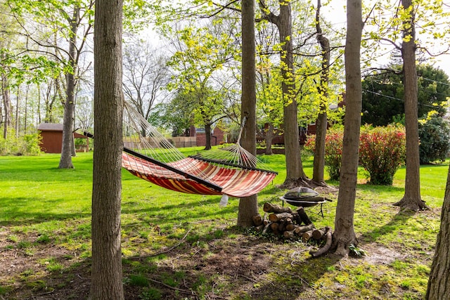 2761 Tomahawk Dr, Waterford, MI 48328 - view of green lawn featuring an outdoor fire pit